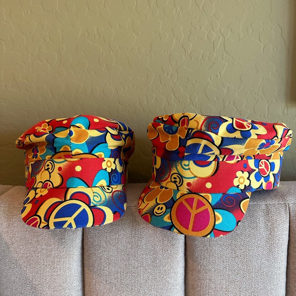 Halloween Retro Print Bikers Hats Set of 2 | One size | Like New Condition